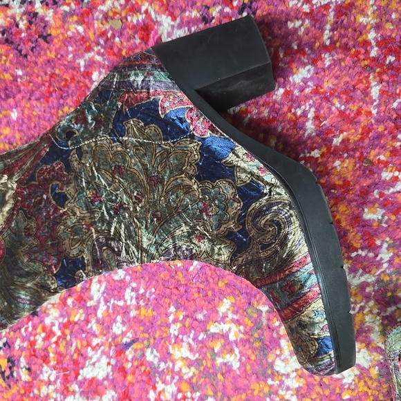 SOLD Velvet Metallic Paisley Gogo Boots Retro Vintage 90s 70s Style Toni Pons - Picture 5 of 12